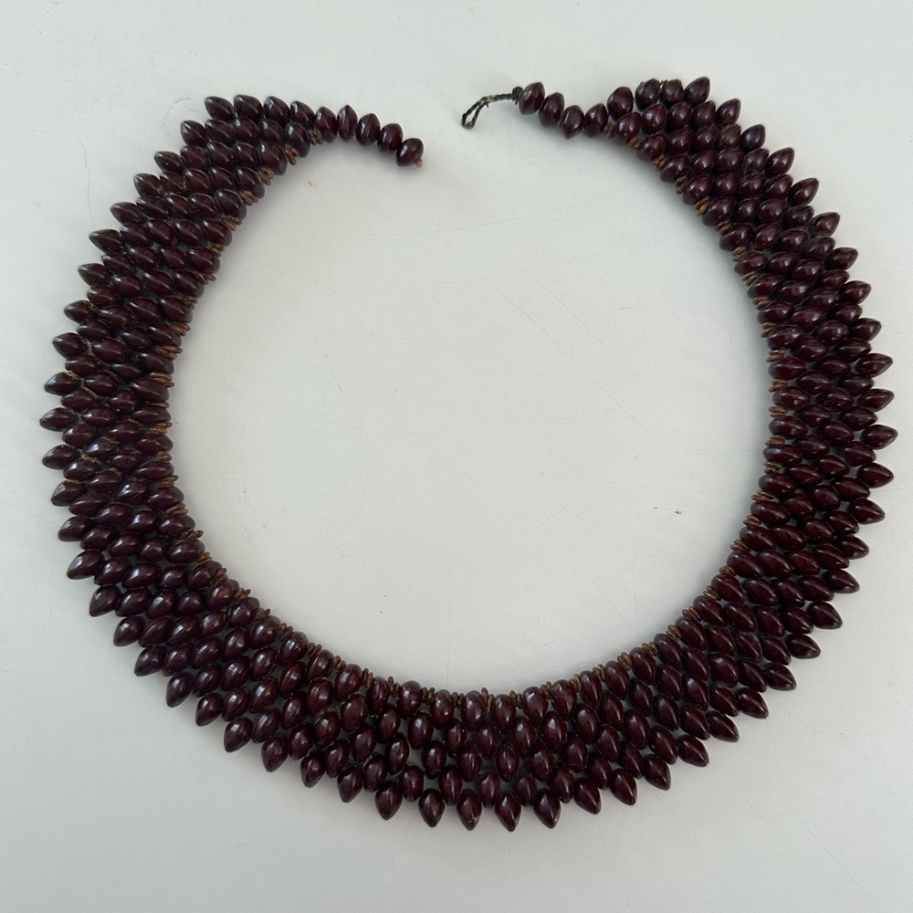 Deep purple seed necklace collar style